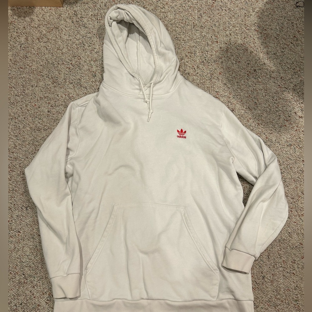 Adidas White Essential Hoodie Mens Size 2XL